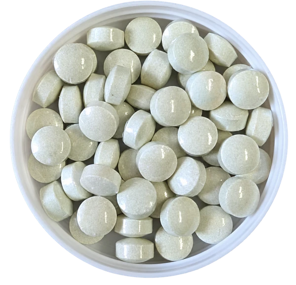 5-0-0 Cal-Mag tablets in a white lid